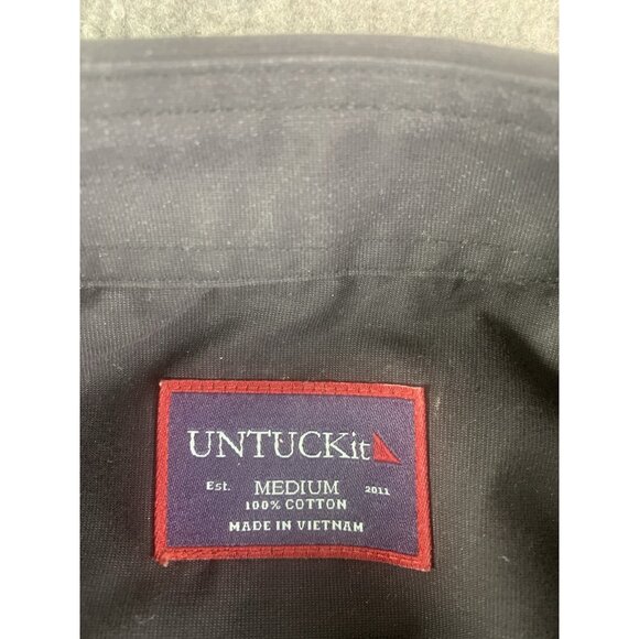 Untuckit Mens 100% Cotton Long Sleeve Button Up Shirt Size M Black - Picture 5 of 9